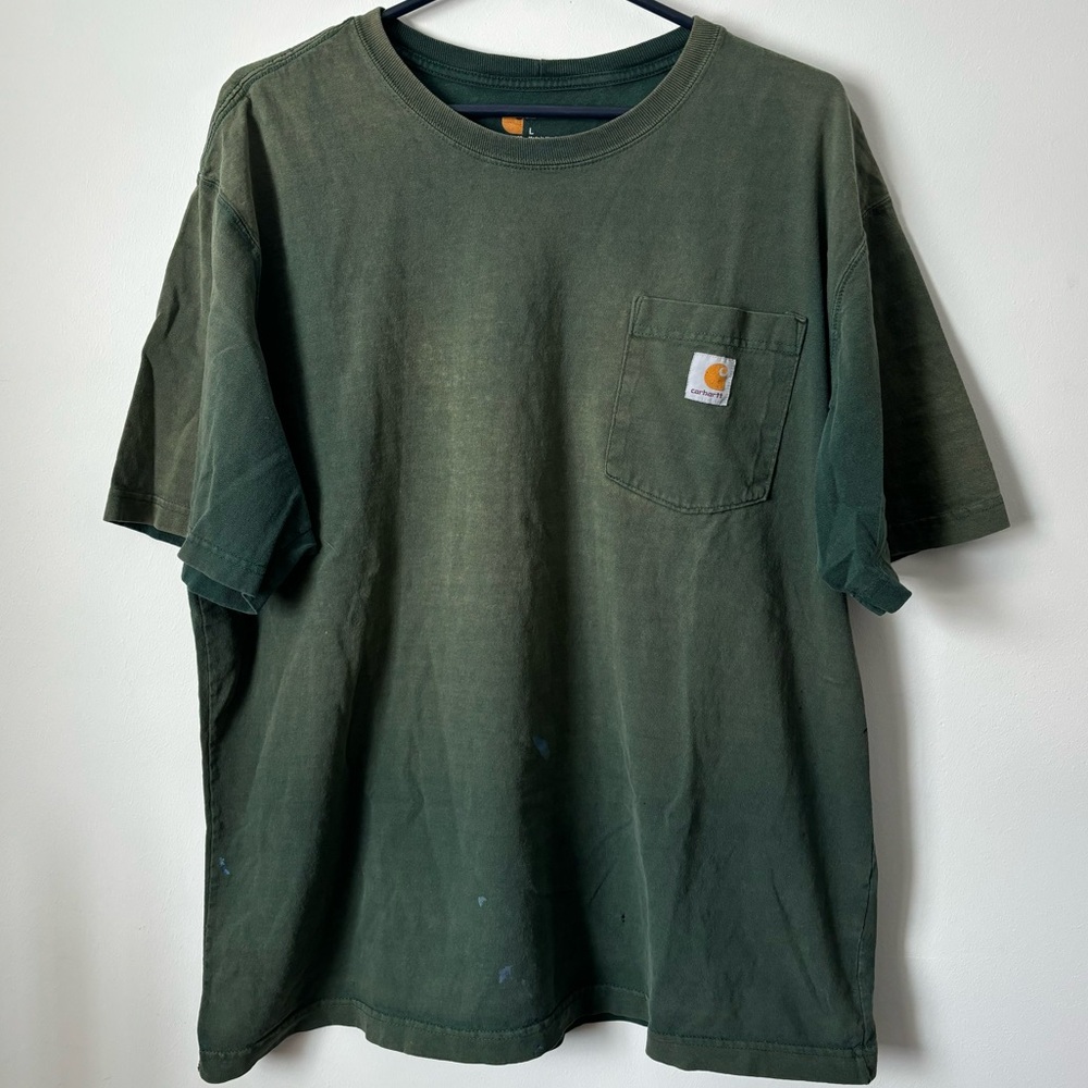 Carhartt Perfectly Worn Faded Distressed Green Short Sleeve Tee